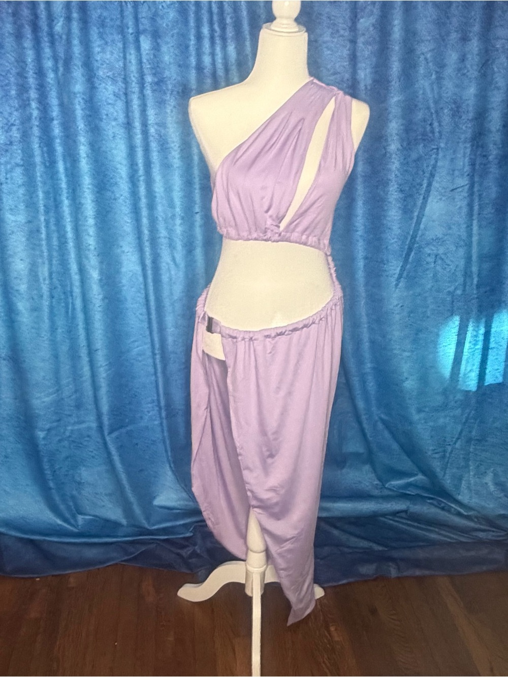 LORAGAL Lavender One-Shoulder Cutout coverup